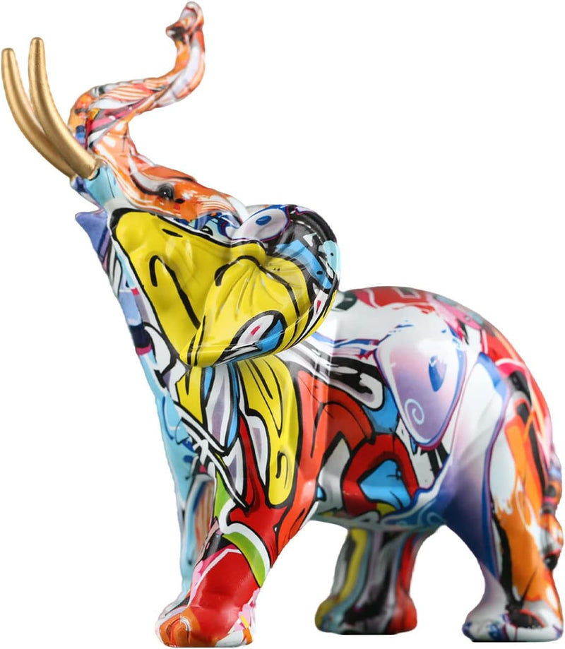 Elefanten-Dekoration, kreative Graffiti-Elefantenfiguren, Kunstharz, bunte Elefantenstatuen, Heimdek