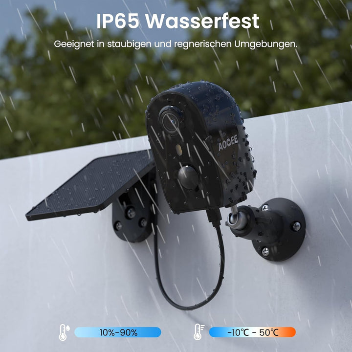 AOQEE 2K Überwachungskamera Aussen Solar Akku - Kabellose Kamera Überwachung Aussen Solar, 2,4GHz WL