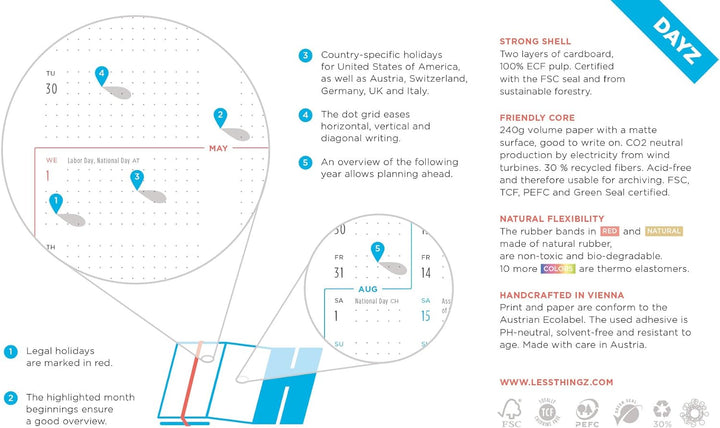 DAYZ portrait Wochen-Kalender, Terminplaner, Taschenkalender & Tischkalender, 18 Monate, 2023-2024,