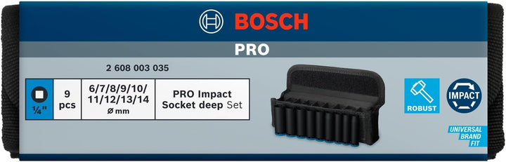 Bosch 9x PRO Impact Steckschlüsseleinsatz-Set (56 x 28,4 mm, Professional Zubehör Bohrer und Schraub