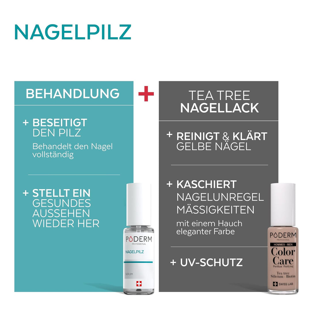 PODERM 2-in-1 Nagelpilz + Nagellack in Nudefarbe, speziell für Herren – Anti-Pilz-Pflege, repariert