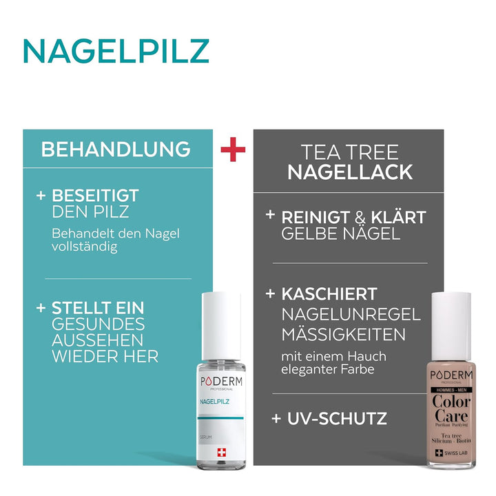 PODERM 2-in-1 Nagelpilz + Nagellack in Nudefarbe, speziell für Herren – Anti-Pilz-Pflege, repariert