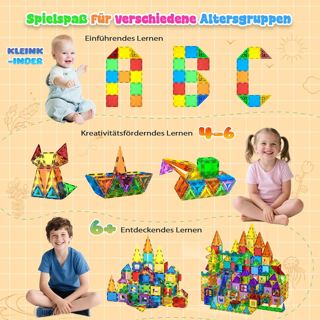 Magnetische Bausteine 123 Teile - Magnetbausteine für Kinder ab 3 4 5 6 7 8 9 Jahren, Magnetische Fl