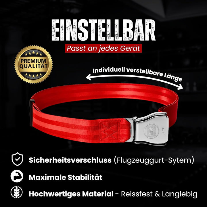 KraftGurt - Trainingsgurt zum Anschnallen an Fitnessgeräten - Für Bodybuilding, Powerlifting &amp; Muske