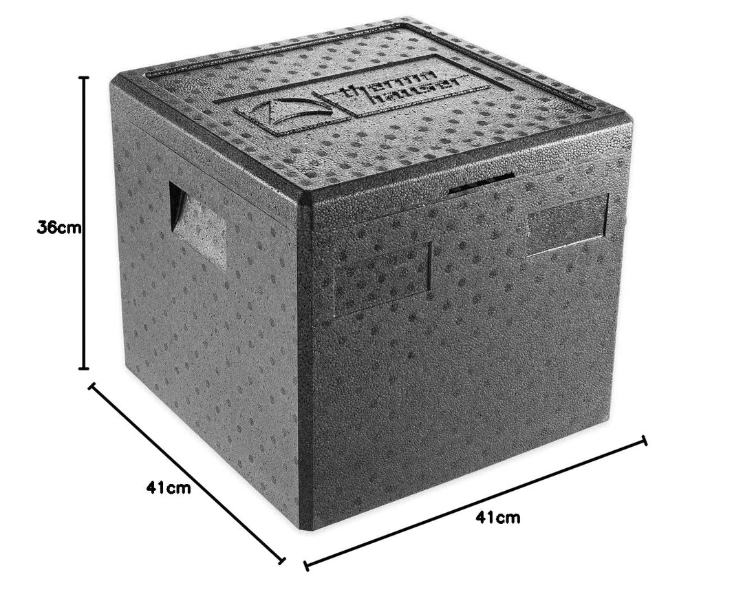 thermohauser EPP-Thermobox Pizza schwarz mit Deckel - 37,5 Liter - 41 x 41 x 36 cm - Pizzabox für Li