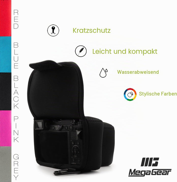 MegaGear Panasonic Lumix DC-GX9 (12-60mm) Ultraleichte Kameratasche aus Neopren - Schwarz, Schwarz