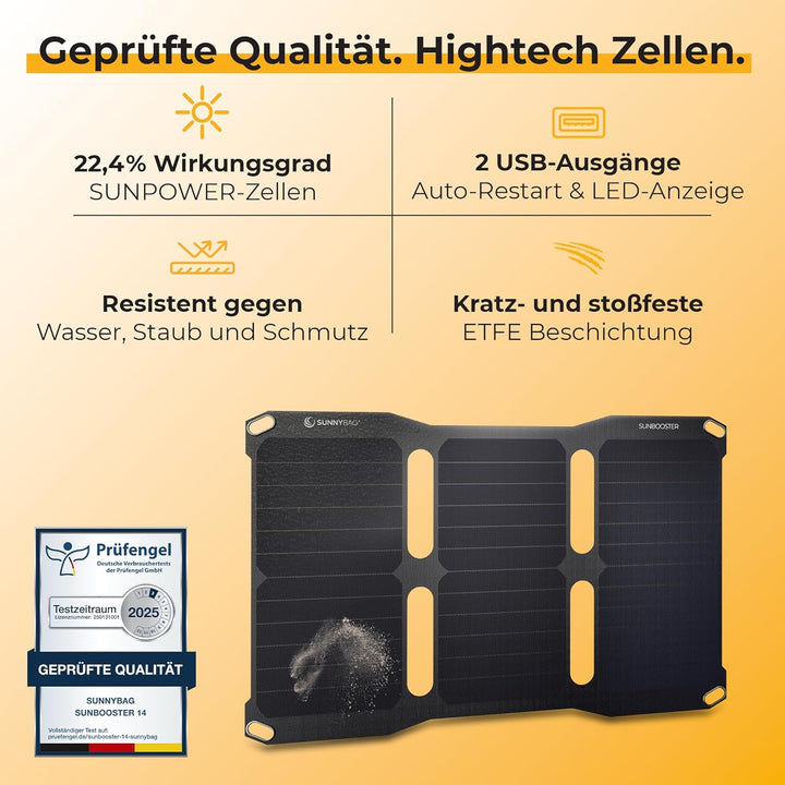 Sunnybag® SUNBOOSTER 21 Solarpanel [Faltbar & Effizient!] – Solarladegerät (Wasserfest & Robust) – S