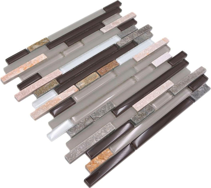 Mosaik Verbund Crystal/Stein mix grau/braun Glasmosaik Transluzent Transparent 3D, Mosaikstein Forma