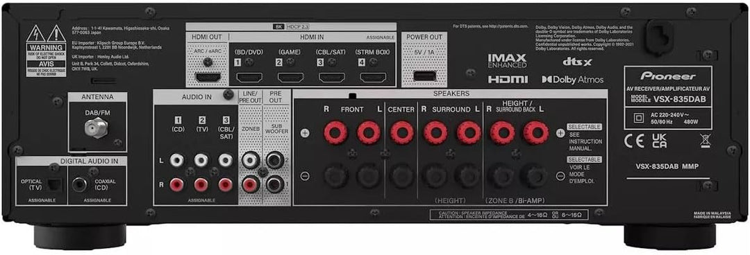 PIONEER Amplituner Kina Domowego VSX835D (Czarny)