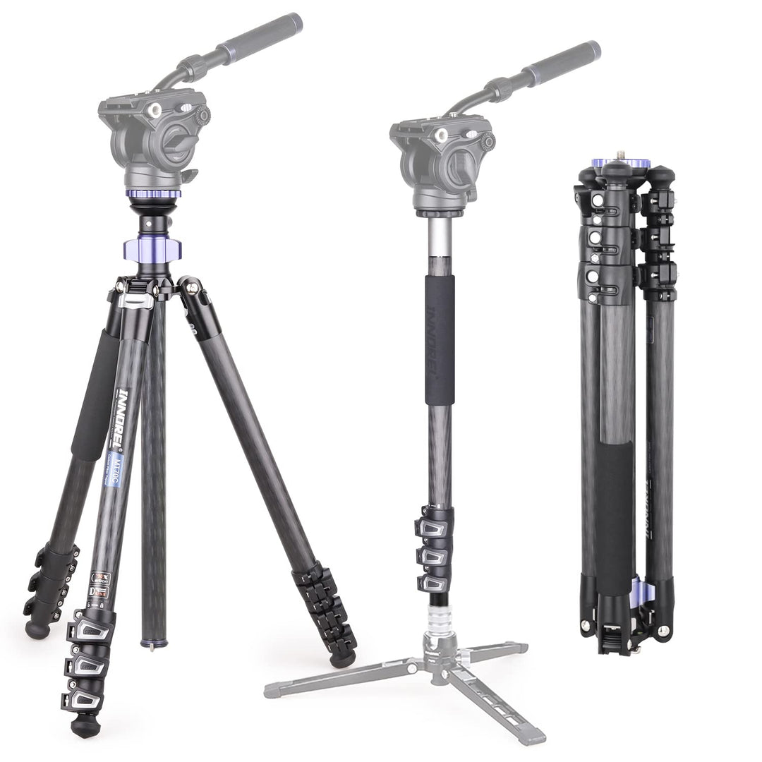 INNOREL MT70C Professionelle Stative mit Half Ball Leveller, ohne Fluidkopf, Videostativ-Kit aus Koh