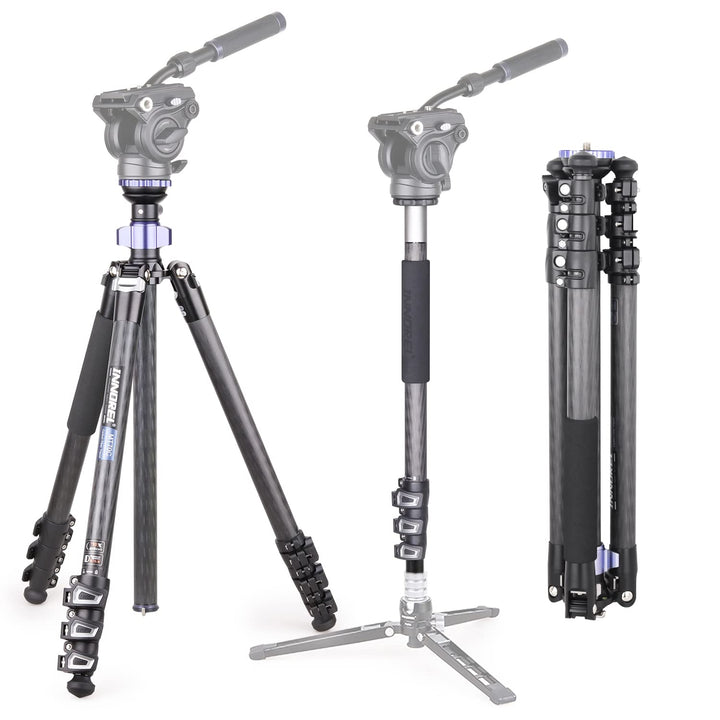 INNOREL MT70C Professionelle Stative mit Half Ball Leveller, ohne Fluidkopf, Videostativ-Kit aus Koh