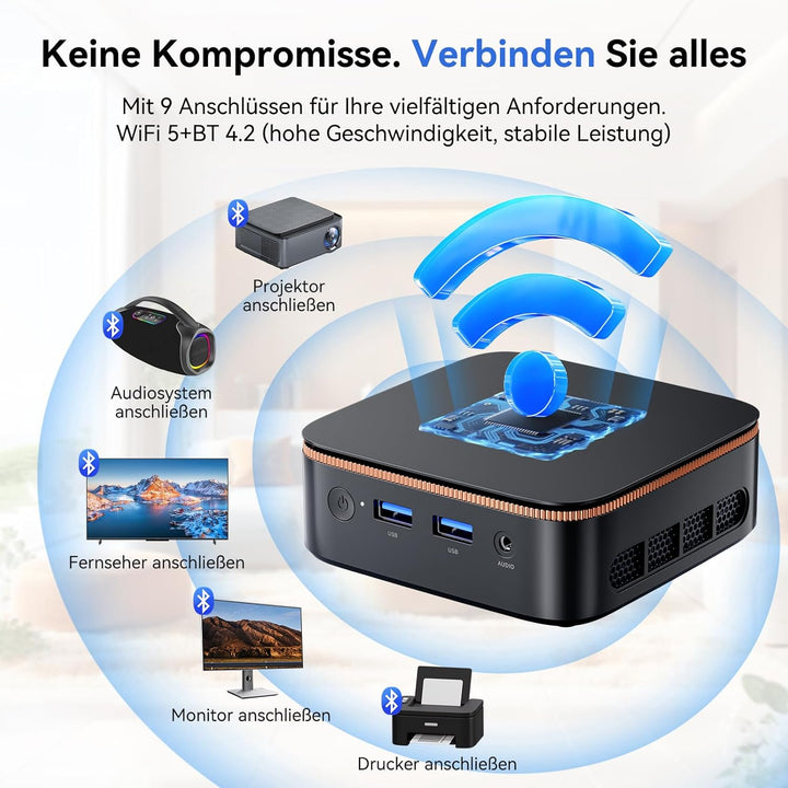 Blackview MP20 Mini PC, AMD Ryzen 3300U, 16GB DDR4 512GB SSD, Windows 11 Pro Mini Desktop PC, kompak