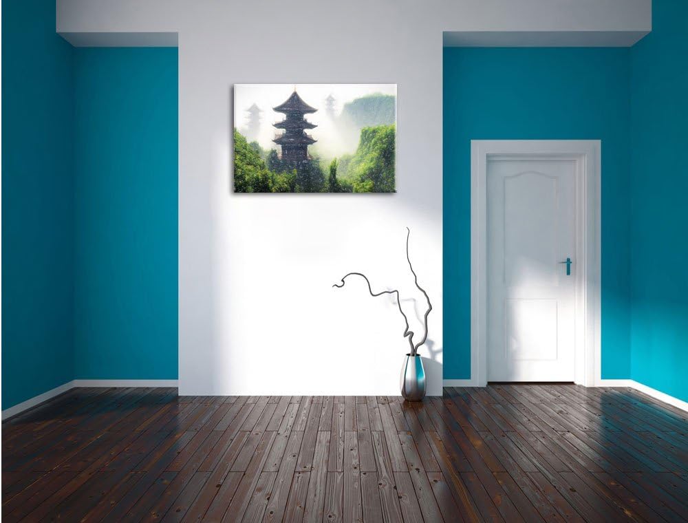 Pixxprint chinesische Häuser, Grösse: 120x80cm, Leinwandbild, fertig gespannt, Wandbild, Dekoration,