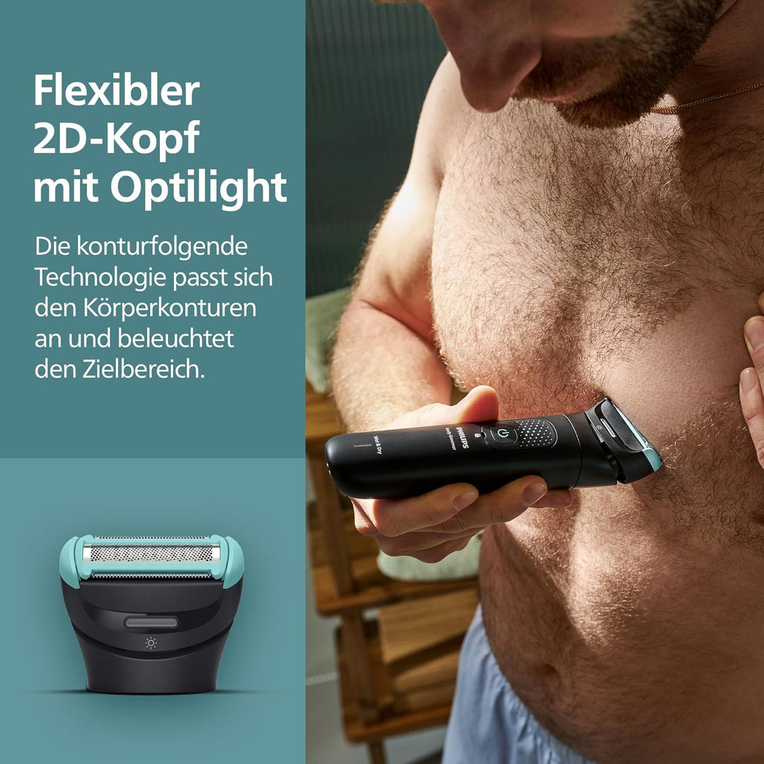 Philips Bodygroom Series 7000 – Trimmer für Männer, flexiblem 2D-Scherkopf Dreifachschutz -austausch