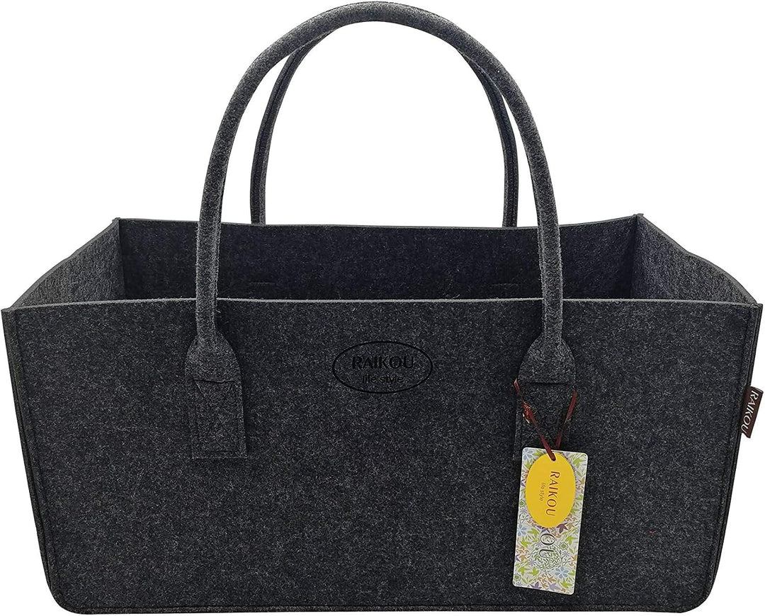 RAIKOU KULT Filz-Tasche Shopper NEU Filzkorb Einkaufstasche Henkeltasche Zeitungskorb Stabile Kaminh