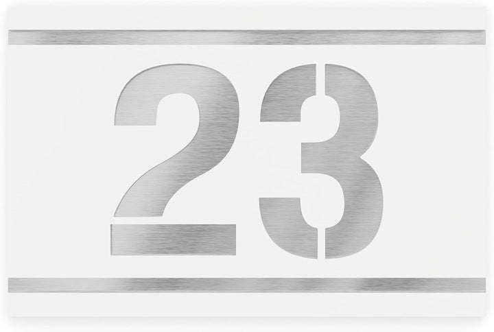 Graviers Design Hausnummernschild mit Gravur aus V2A Edelstahl 215x150mm - Weiss - Wetterfest Rostfr