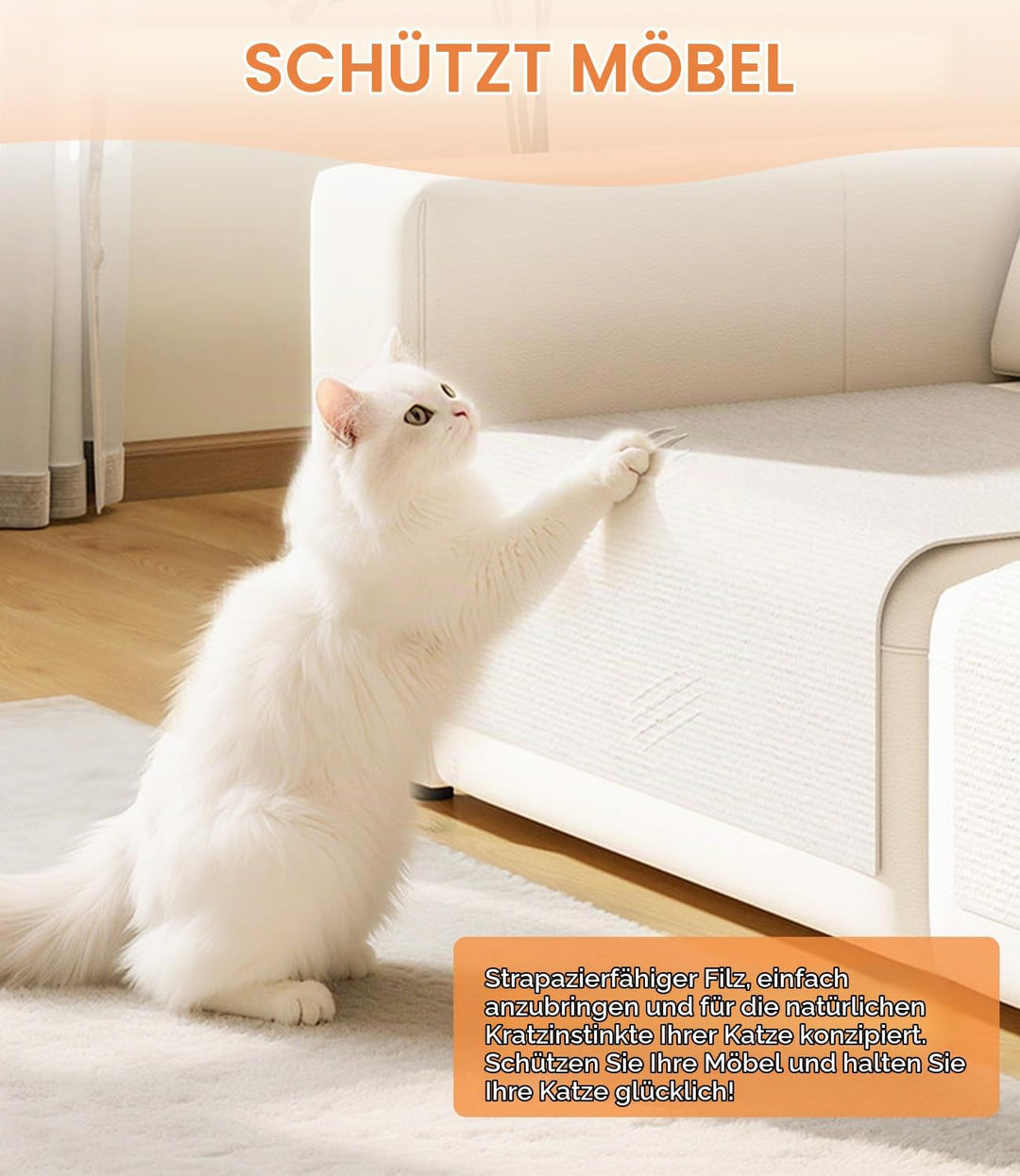 Selbstklebende Kratzschutzmatte für Sofa &amp; Wand, 40x300 cm kratzschutz Sofa Katze - Trimmbarer Schut