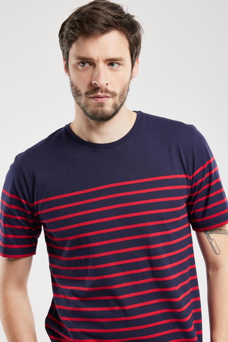 Armor Lux Herren Marinière Etel Héritage Homme T-Shirt, Blau (455 Navire/Braise 455)