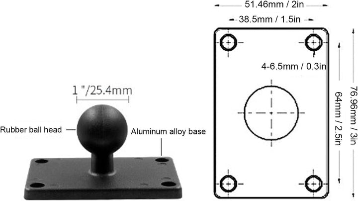 1 Zoll Kugelmontagebasis, AMPS Adapterplatte aus Aluminiumlegierung Quadratische AMPS Lochplatte mit
