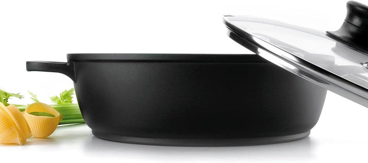 Lacor BRATENTOPF M/GLASDECKEL 28 GIESSENALUM, Aluminium, Schwarz, 28 cm