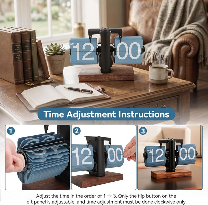 HERCHR Flip-Schreibtischuhr, Retro-Digital-Flip-Down-Uhr, Retro-Flip-Uhr, Automatische mechanische S