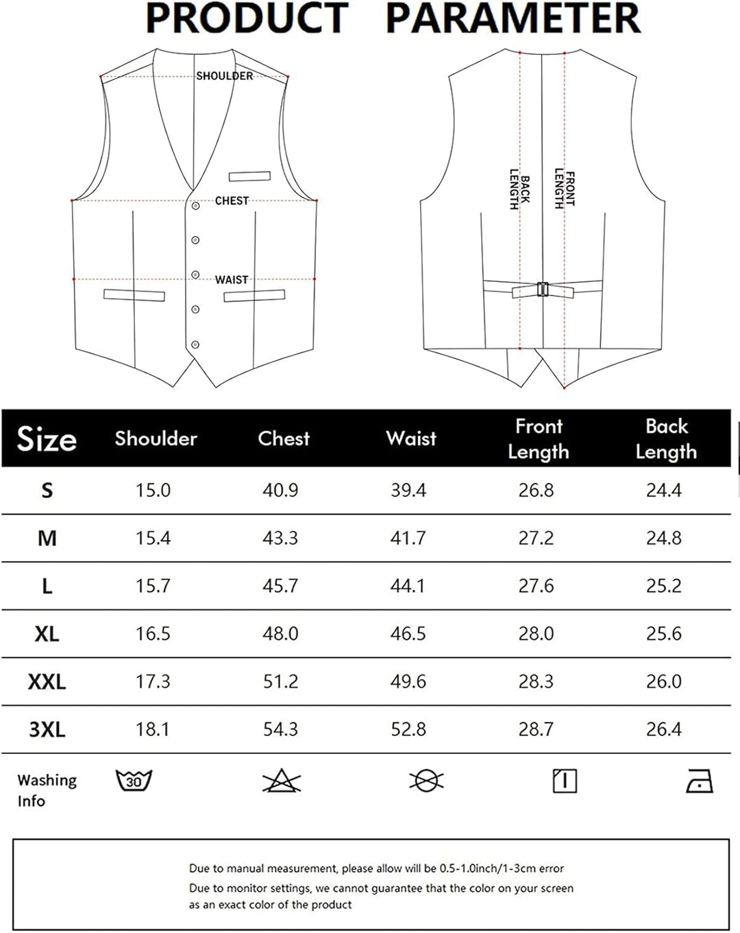 PARKLEES Herren Hipster Urban Design Business Formale Weste Slim Fit Anzug Smoking Kleid Weste XXL h