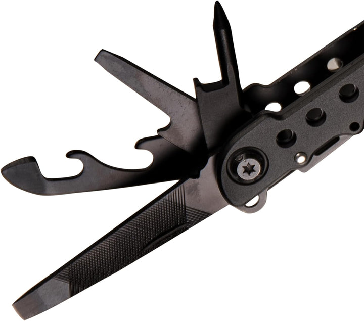 Mil-Tec Multi Tool Schwarz mit Etui • Edelstahl Multifunktionswerkzeug • Taschenwerkzeug mit Zange,