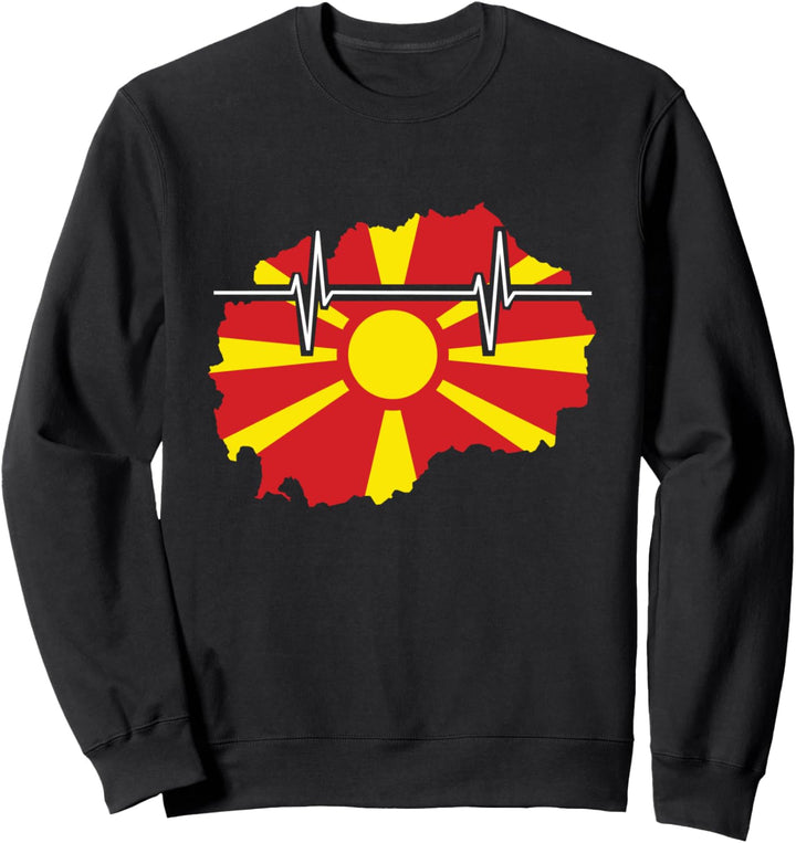 Mazedonien Karte mit Herzschlag Vintage Flagge Mazedonien Sweatshirt