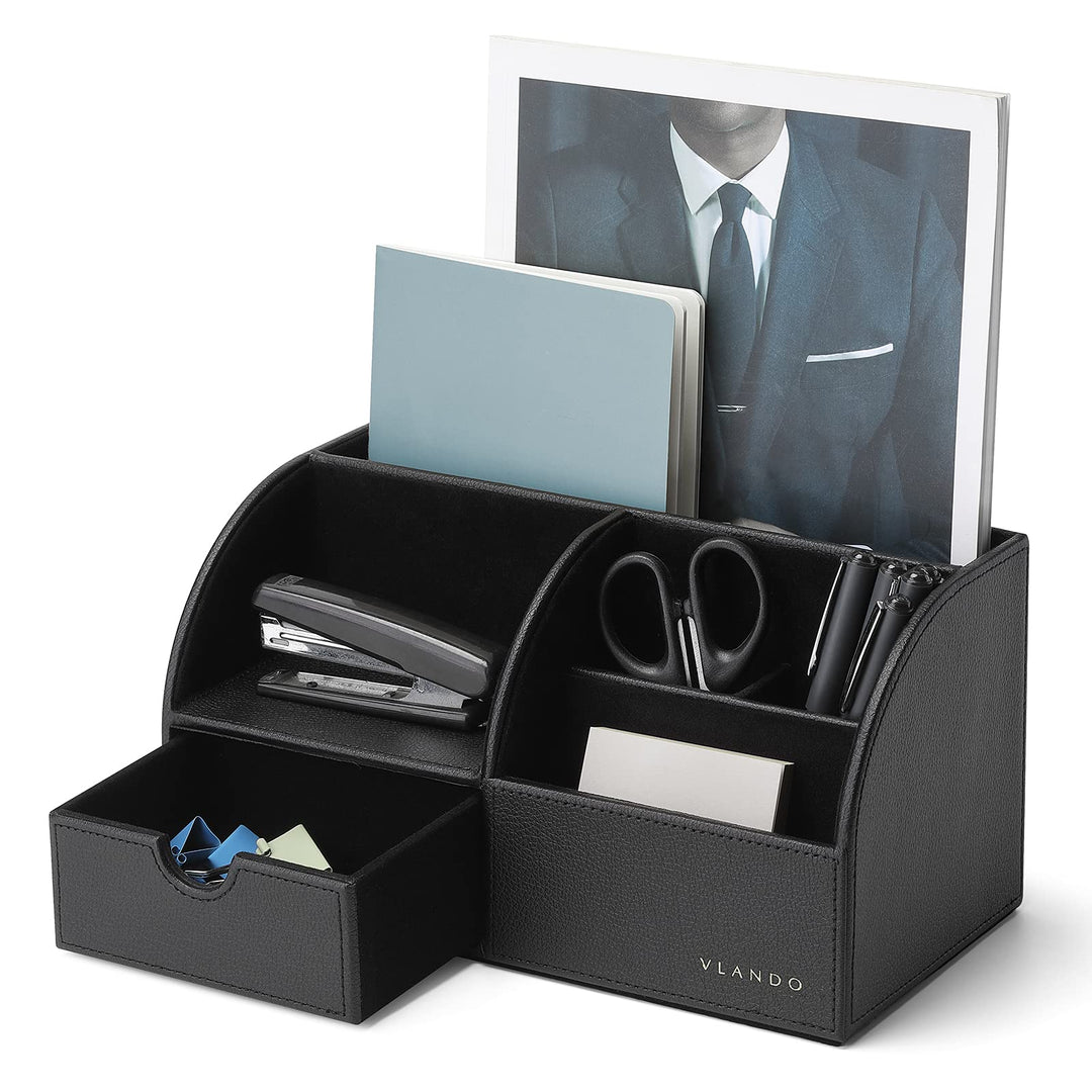 Vlando Schreibtisch-Organizer mit Schublade, Leder, Büro, Schreibwaren, Schreibtisch-Organizer, mult