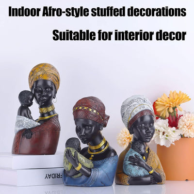 Home Decor Afrikanische Kunst Skulpturen, afrikanische Frau und Sohn Statue, Schwarze Statuen afrika