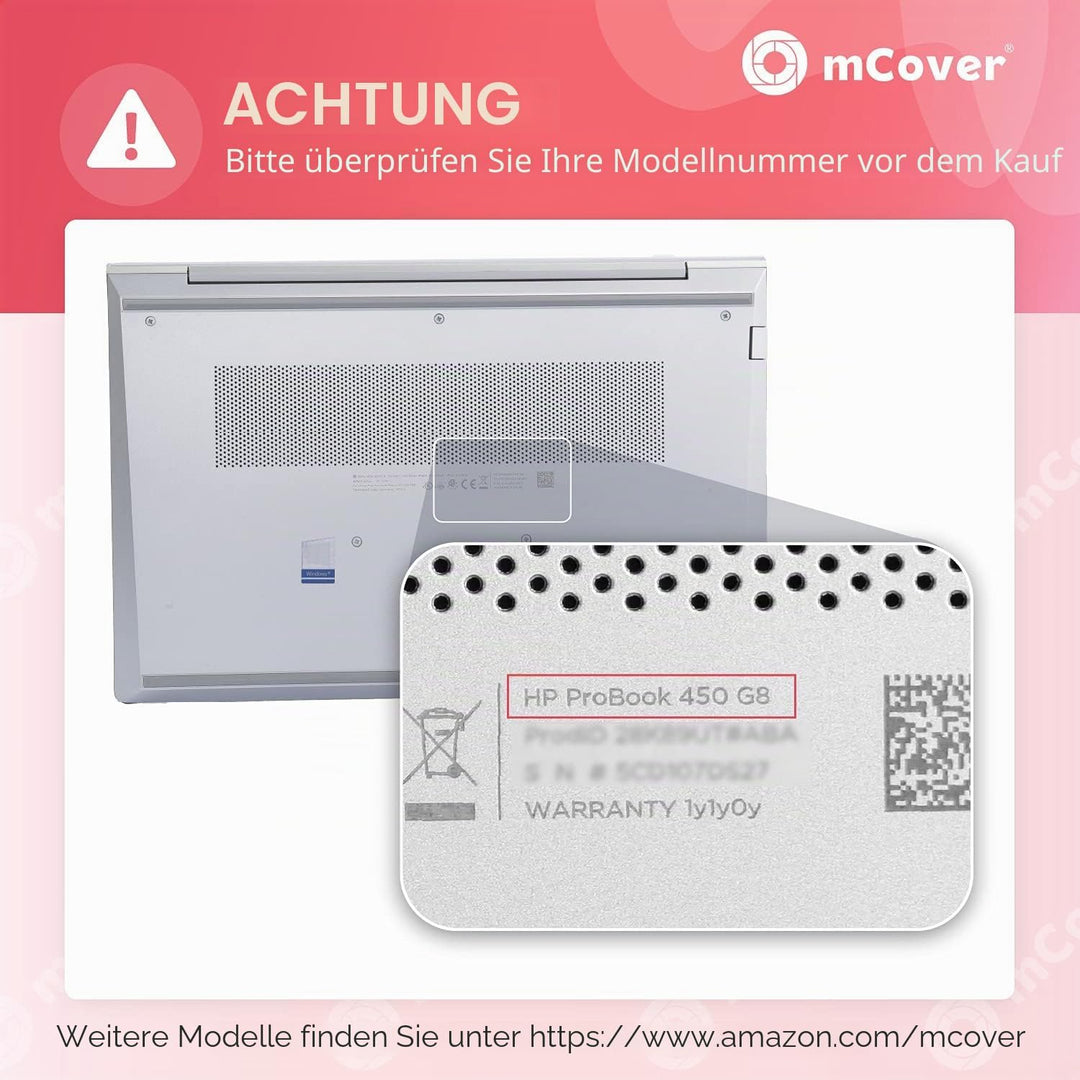 mCover Hartschalenhülle kompatibel mit 2021 15 Zoll HP ProBook 450/455 G8/G9 Und HP EliteBook 650 G8