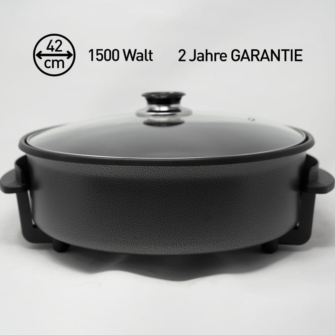 Elektrische Pfanne Pizzapfanne Partypfanne Elektropfanne Bratpfanne (Ø 42/9cm)