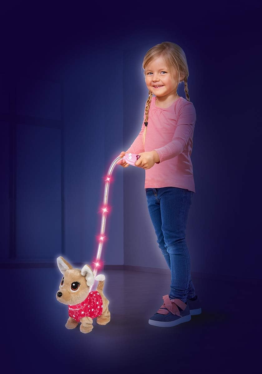Simba 105893447 - Chichi Love Twinkle, Chihuahua mit leuchtender Kabelsteuerung, kann Laufen, bellen