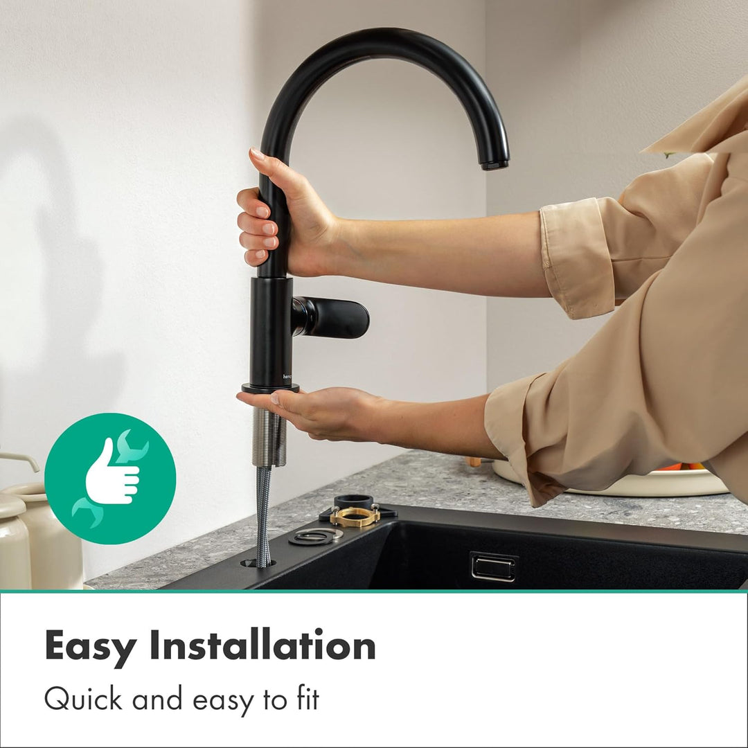 hansgrohe Küchenarmatur Vernis Blend M35, Wasserhahn Küche mit Auslauf Höhe 260 mm, 1 Strahlart, Mat