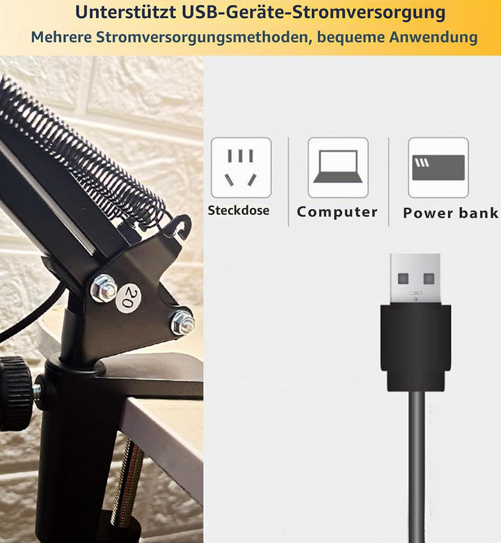 10X Lupe mit Licht und Ständer, Lupenleuchte mit 72 LEDs, 3 Farbmodi Dimmbare&amp;10 Helligkeitsstufen,