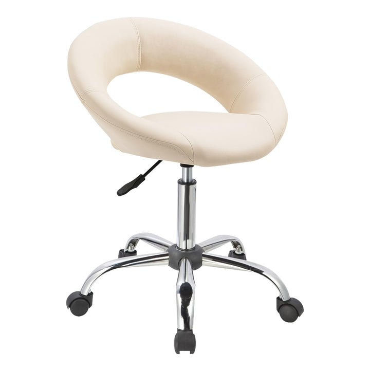 Duhome Drehstuhl mit Rollen, Rollhocker Kunstleder Drehhocker Schminktisch Hocker mit Lehne Arbeitsh