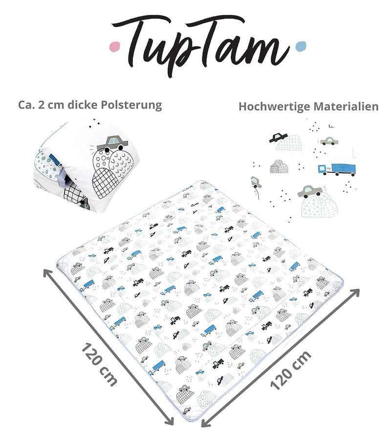 TupTam Baby Spielmatte Kinder Grosse Spieldecke Gepolstert XXL Krabbeldecke 120 x 120 cm Babyzimmer