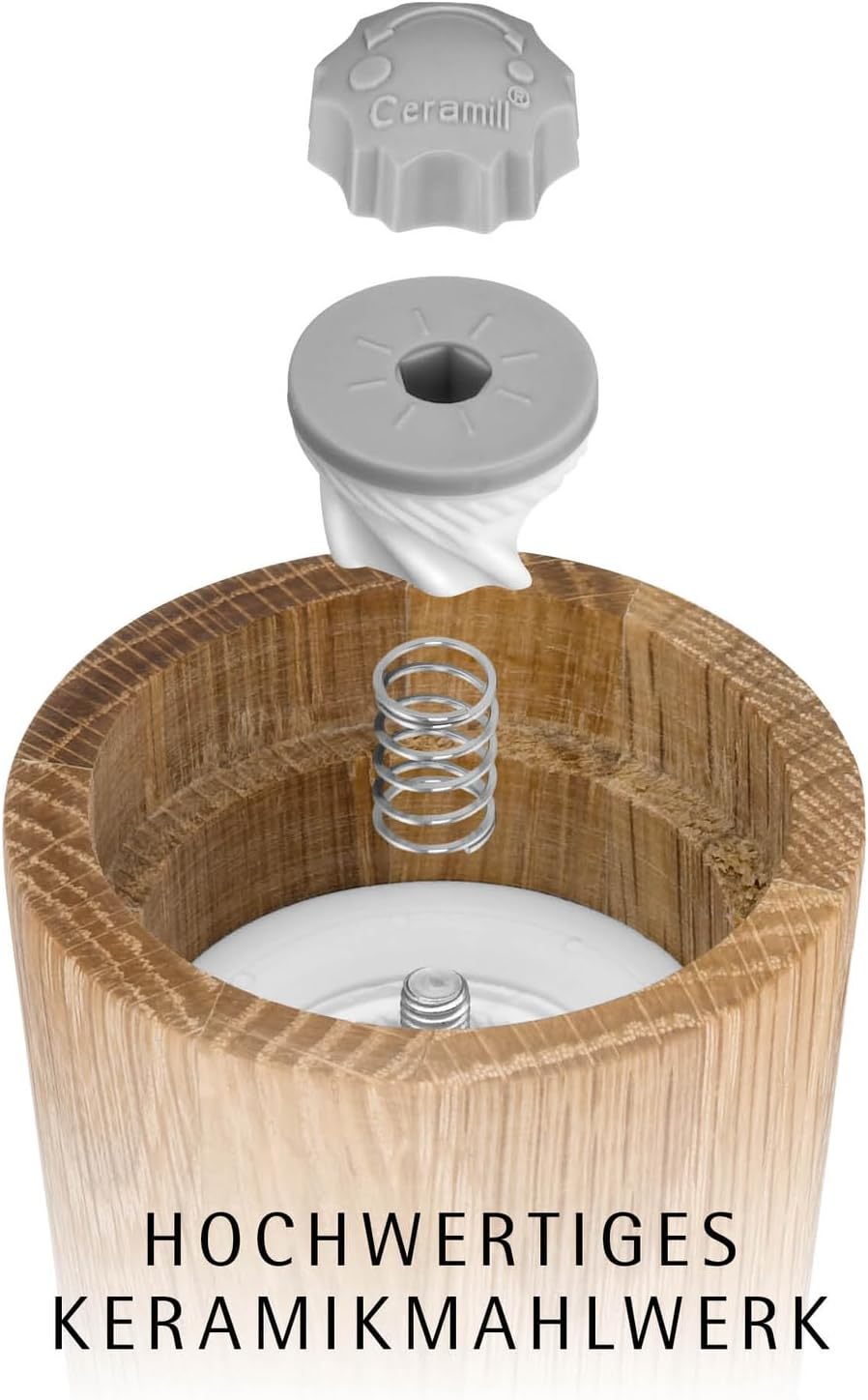 WMF Ceramill Nature Salz und Pfeffer Mühle Set 2-teilig, unbefüllt, für Salz, Pfeffer, Chilli, Salzm