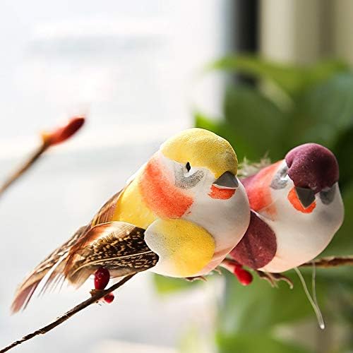 Yolococa Künstliche Vögel aus Federn mit Klammern, Weihnachtsbaum, Dekoration, Vogelornamente, Mehrf