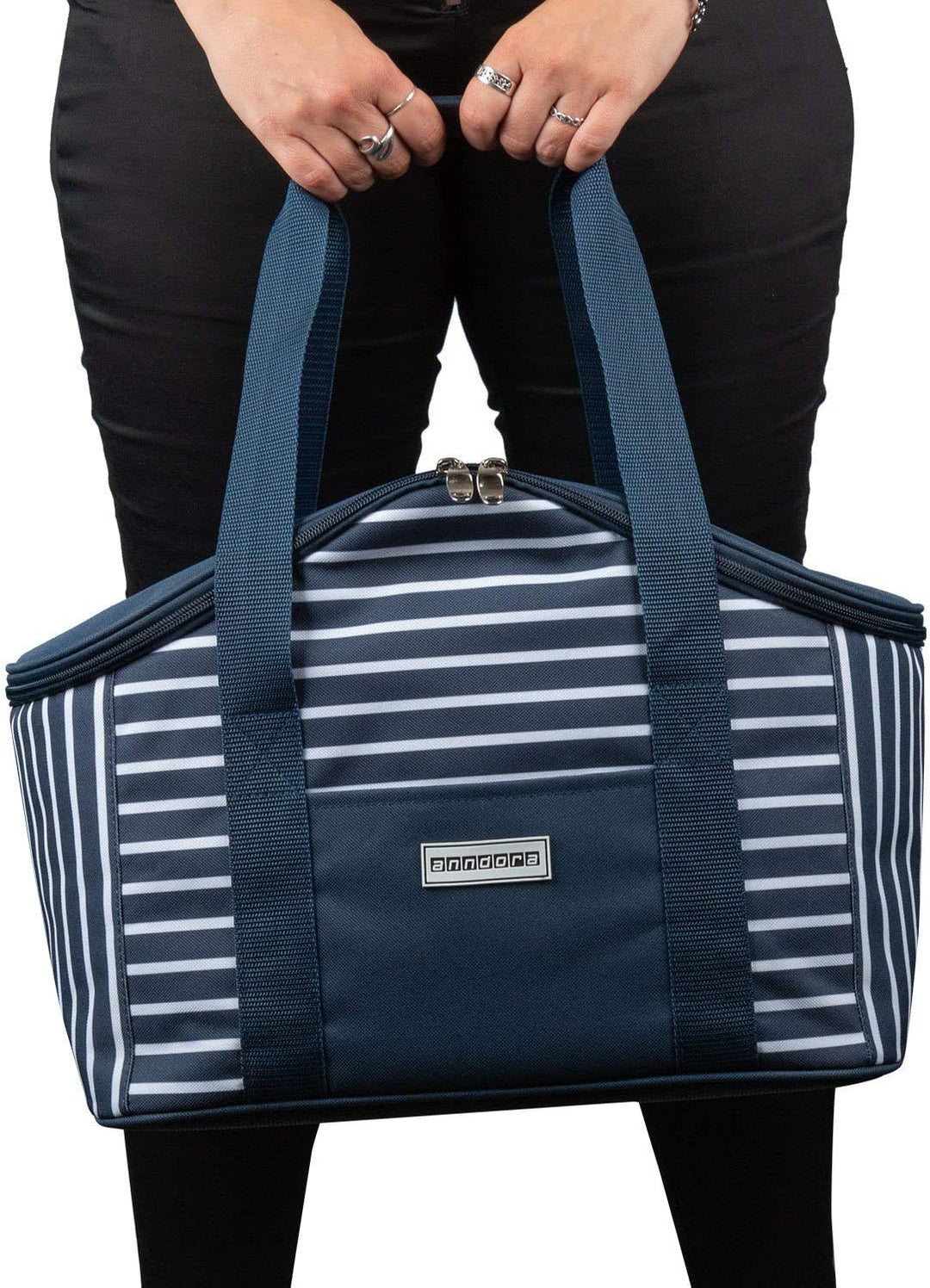 anndora Kühltasche 20 Liter - Farbwahl blau weiss navy, blau weiss navy