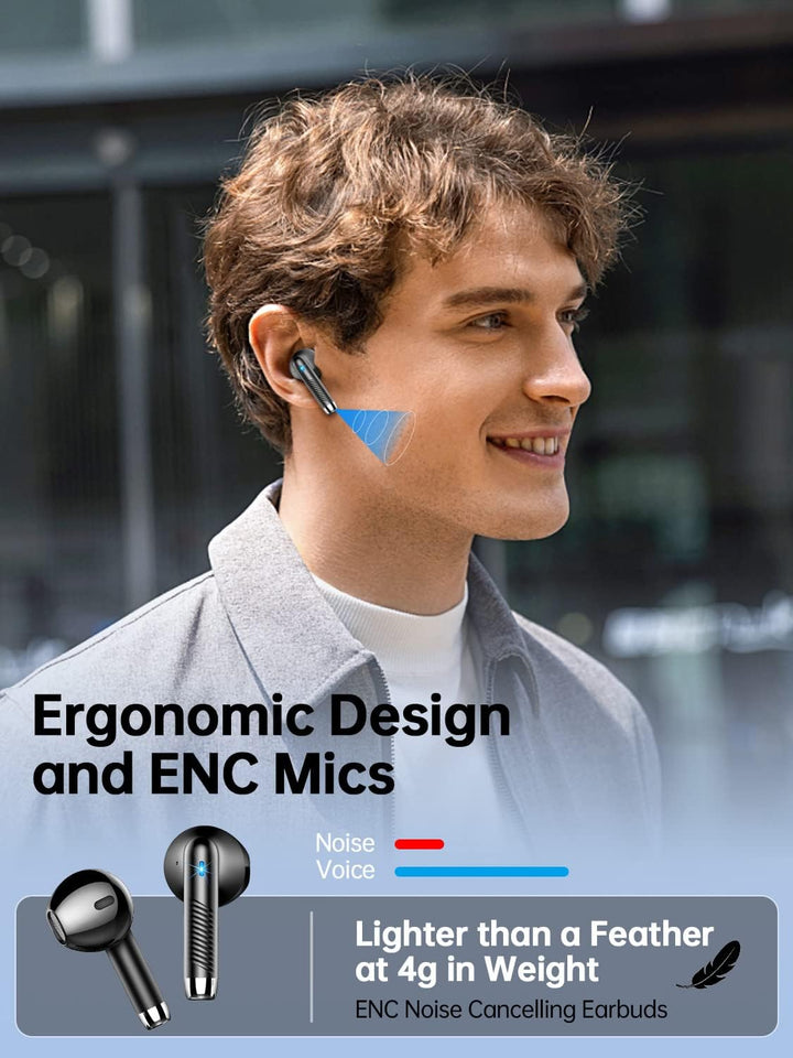 Kopfhörer Kabellos Bluetooth 5.3 In Ear mit CVC8.0 Mikrofon, 40H Kabellose Noise Cancelling Earbuds