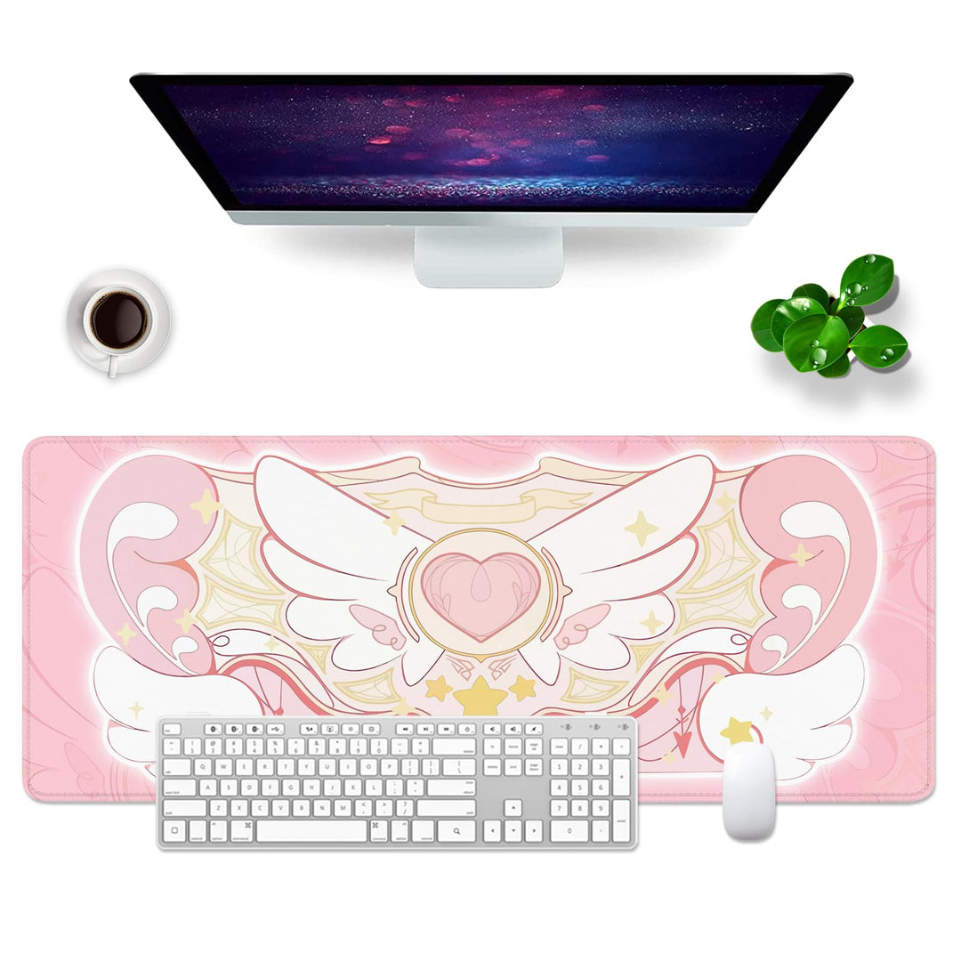 Mauspad Rosa Schreibtischunterlage Süss. 80x30cm Mousepad XL Gross Mauspad Kawai, Computer PC Tastat