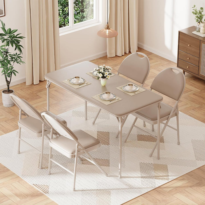 Klappbarer Campingtisch 120 * 71 * 51cm Stabil | Klapptisch Esstisch Mit PU-Leder-Oberfläche &amp; Metal