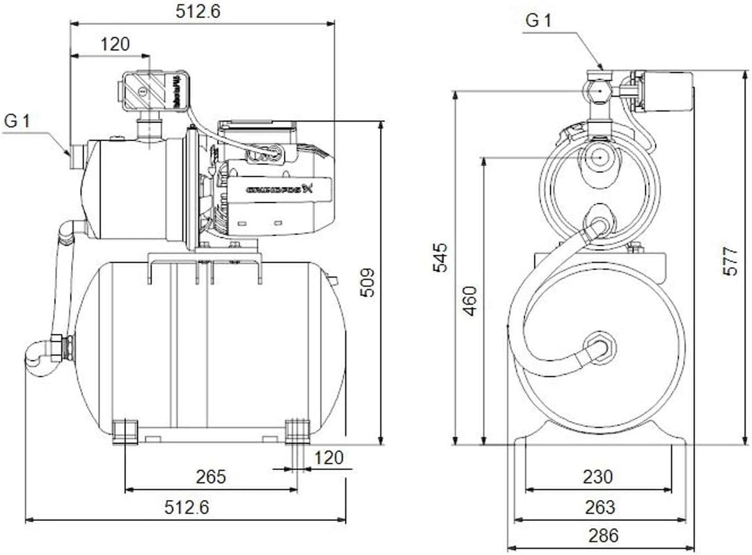 Einstufige Kreiselpumpe, 1 x 230 V, 50 Hz, für Haus- und Gartenanwendungen, Modell JP 5-48 PT-H BBVP
