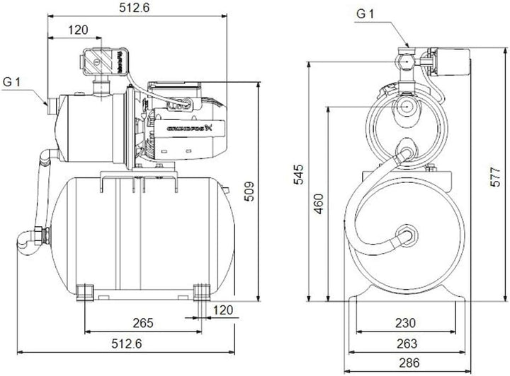 Einstufige Kreiselpumpe, 1 x 230 V, 50 Hz, für Haus- und Gartenanwendungen, Modell JP 5-48 PT-H BBVP