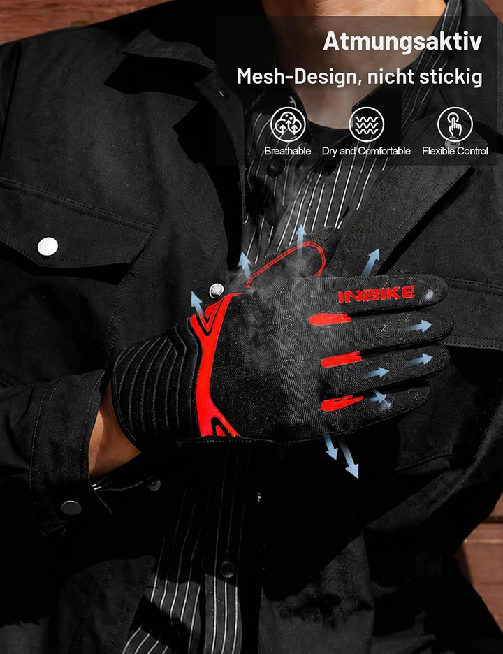 INBIKE Motorrad Handschuhe Motocross Sommer EUDE Foam Schutz Atmungsaktiv Touchscreen Motorradhandsc