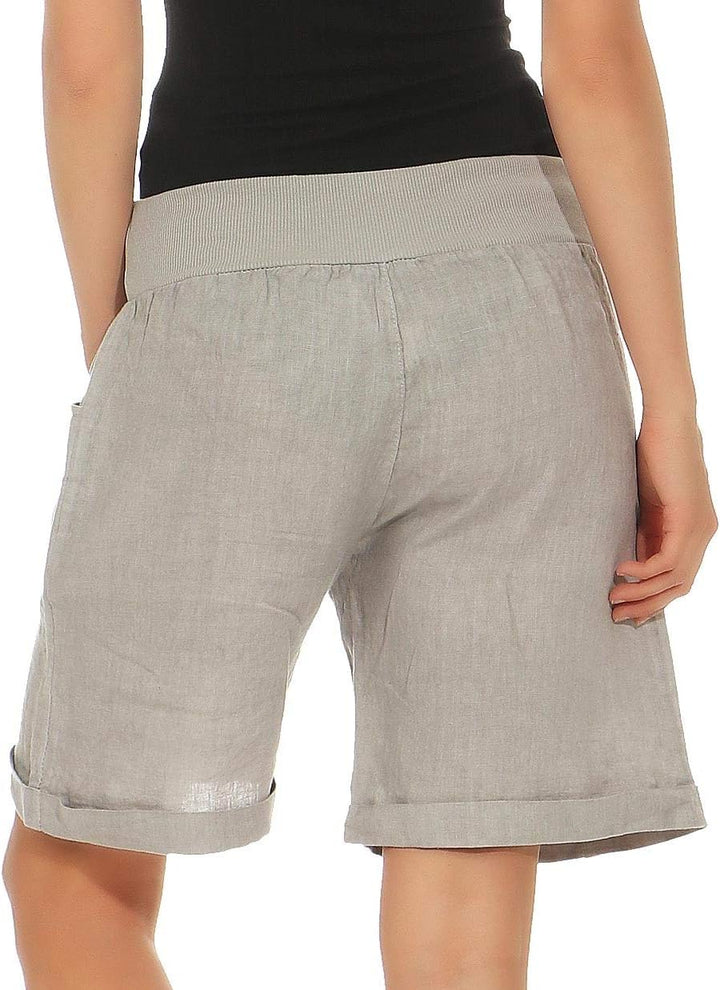 Malito Damen Bermuda aus Leinen | Shorts für den Strand | lässige Kurze Hose | Pants - Hotpants 8024