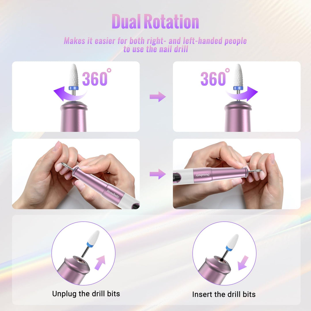 Nagelfräser, Denabuty Elektrische Nagelfeile Kabellos 12 in 1 Fräser für Gelnägel 25000 u/Min, USB W