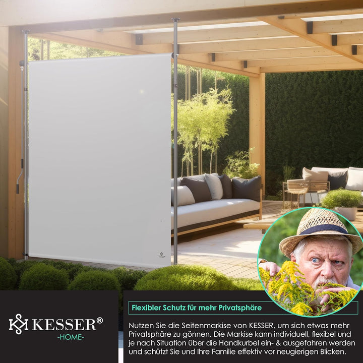 KESSER® Klemmmarkise 120x310 cm, Garten Balkon Sichtschutz wetterfest, Wind- & Sonnenschutz, Senkrec