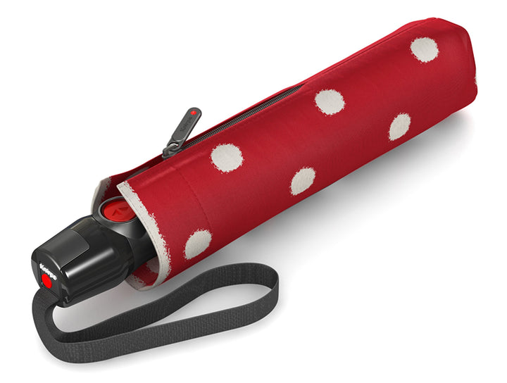 Knirps T.200 Taschenschirm Duomatic DOT Art Rot - inkl. Futteral im Schirmdesign - Hochqualitative V